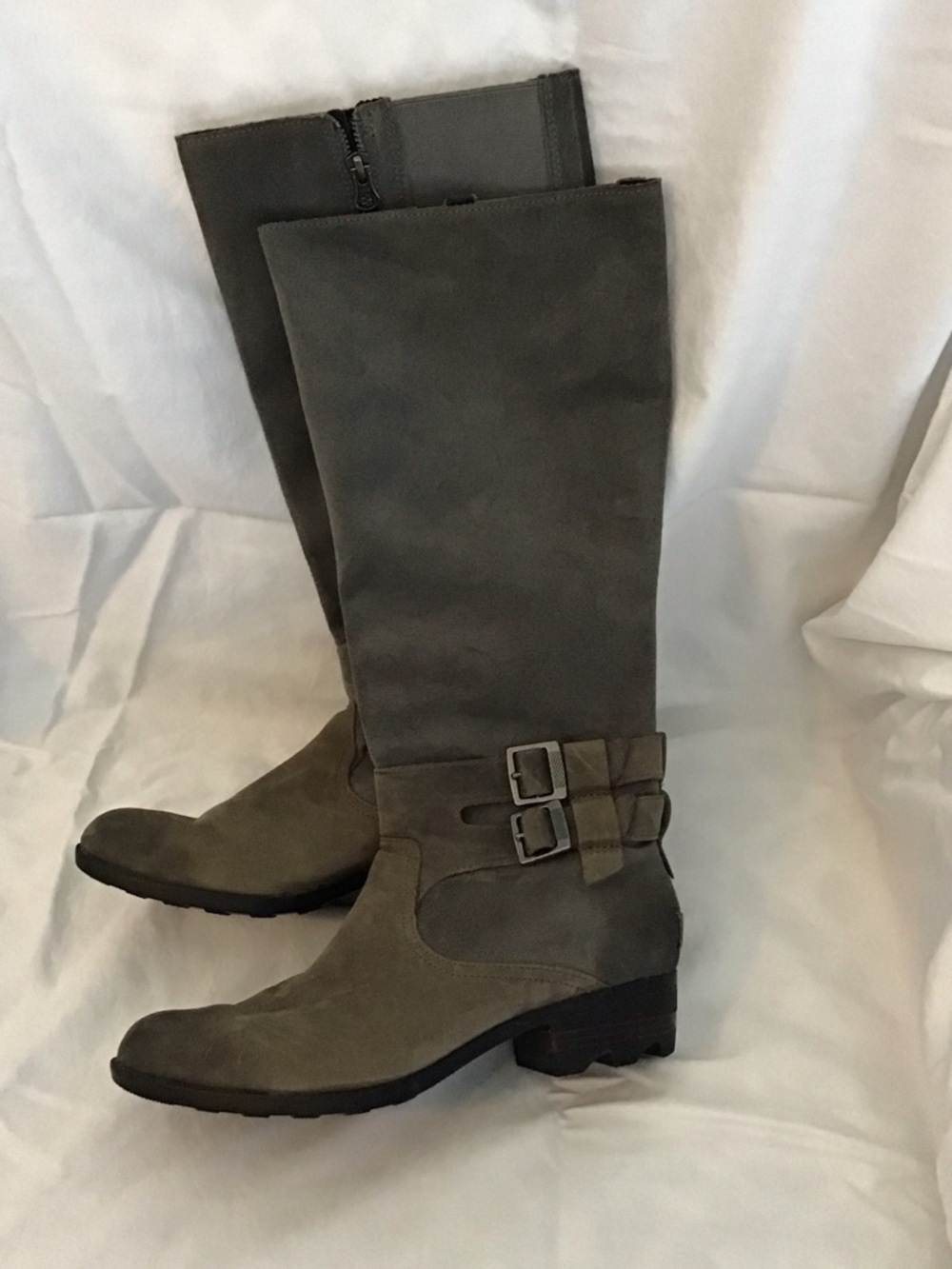 Sorel Over-the-Knee Buckle Suede Boots - Gray